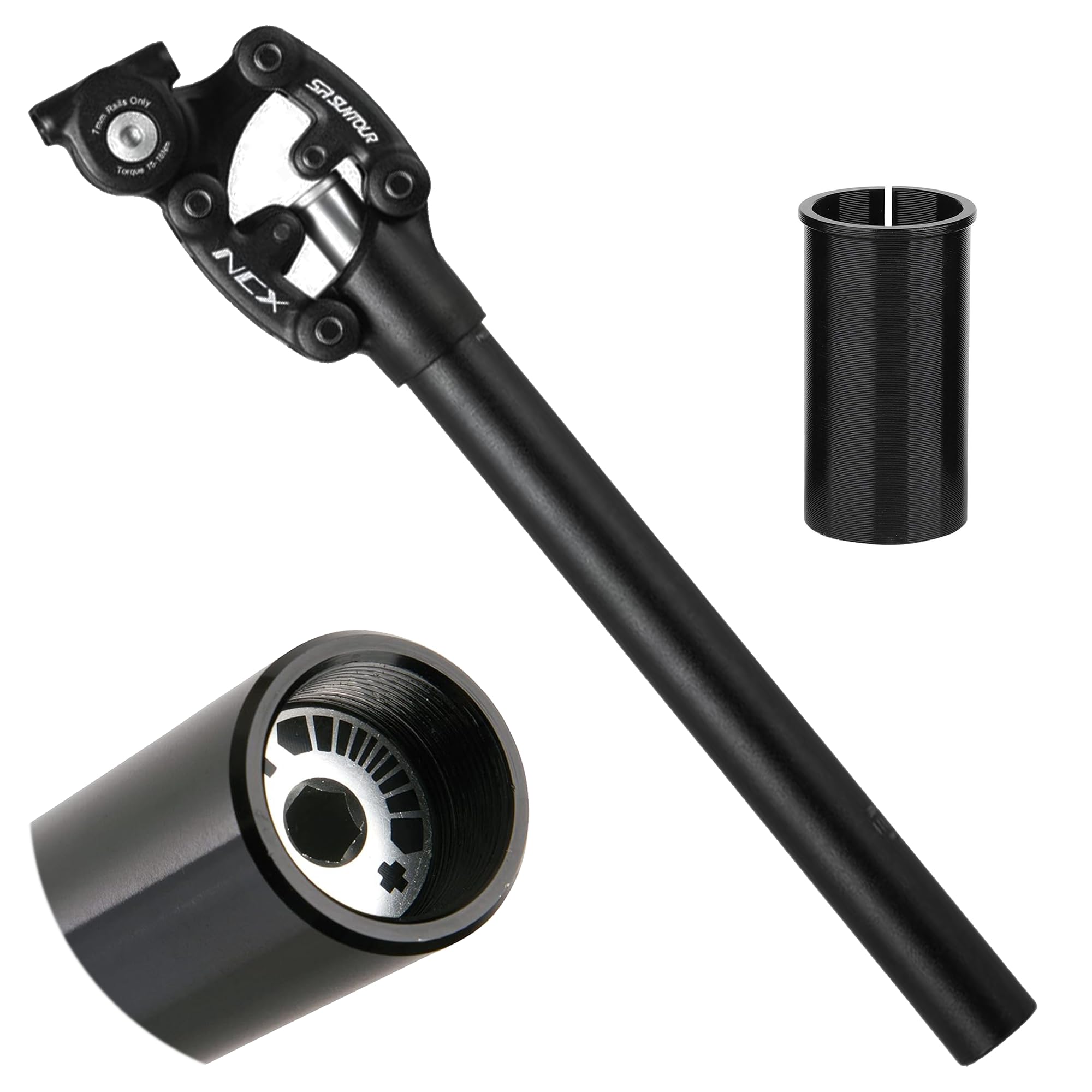 SR Suntour SP12 NCX Bike Suspension Seatpost with Shim (27.2x350mm